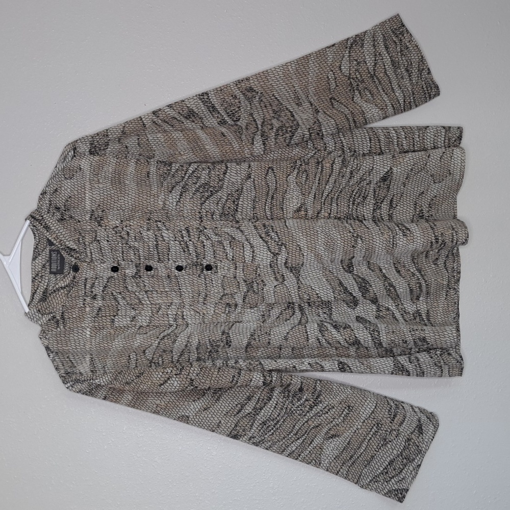 Additions by Chicos Womens Snake Skin Print Sheer Top Blouse Medium 2